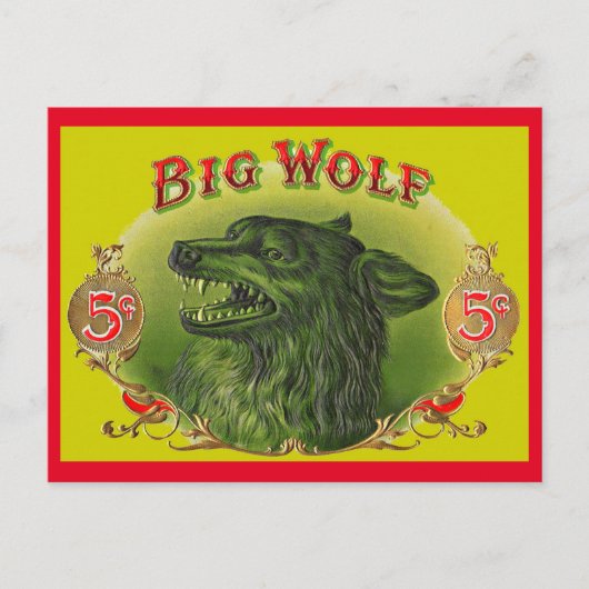 Big Wolf Zigarrenlabel Postkarte (Vorderseite)