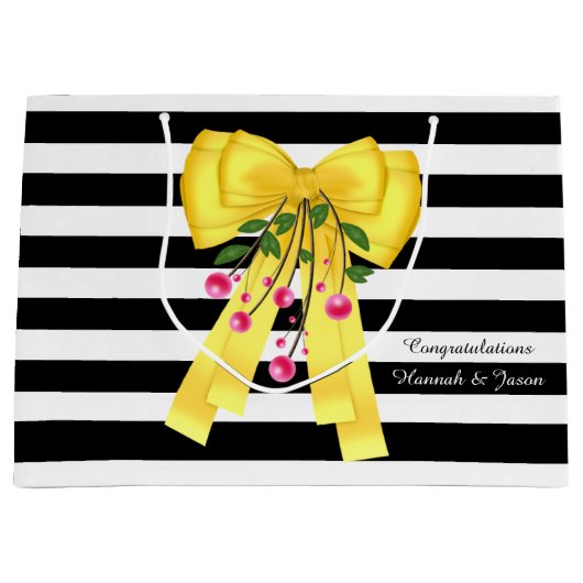 Big Yellow Bow Custom Gift Bag Große Geschenktüte (Vorderseite)