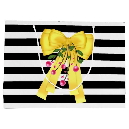 Big Yellow Bow Custom Gift Bag Große Geschenktüte (Rückseite)