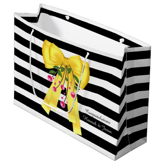 Big Yellow Bow Custom Gift Bag Große Geschenktüte (Vorderseite Schrägansicht)