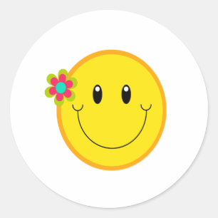Big Yellow Face Runder Aufkleber