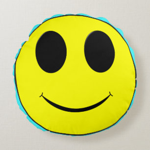 Big Yellow Happy Allover Rundes Kissen