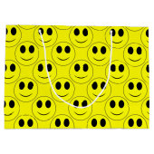 Big Yellow Happy Face Allover Große Geschenktüte (Rückseite)