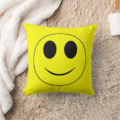 Big Yellow Happy Face Square Throw Kissen (Decke)