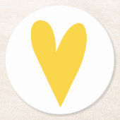 Big Yellow Heart Runder Pappuntersetzer (Vorderseite)
