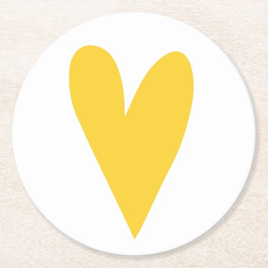Big Yellow Heart Runder Pappuntersetzer (Vorderseite)