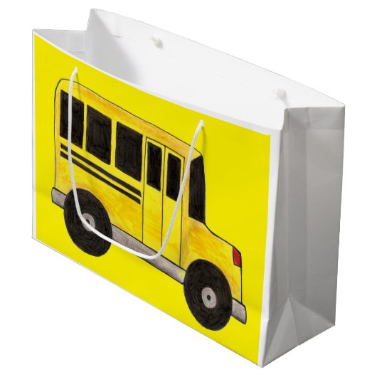 Big Yellow School Busfahrer Bildung Große Geschenktüte (Vorderseite Schrägansicht)