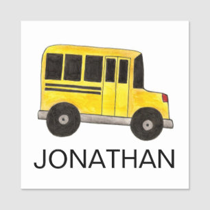 Big Yellow School Busfahrer Lehrerin Studentin Namensschild