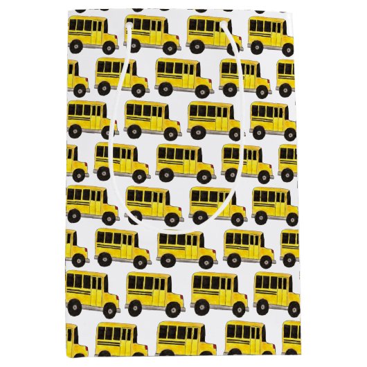 Big Yellow School Buslehrer Bildung Mittlere Geschenktüte (Vorderseite)