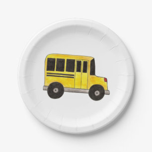 Big Yellow School Buslehrer Bildung Pappteller