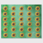 Big yellow Sunflowers Fancy Petals on Green Geschenkpapier (Flach)