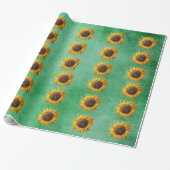 Big yellow Sunflowers Fancy Petals on Green Geschenkpapier (Ungerollt)