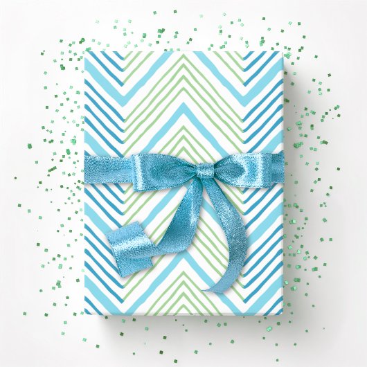 Big Zag Chevron in Green and Aqua Geschenkpapier