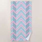 Big Zag Chevron in Pink and Aqua Strandtuch (Vorderseite)