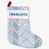 Big Zag Chevron in Pink + Aqua Personalized Kleiner Weihnachtsstrumpf