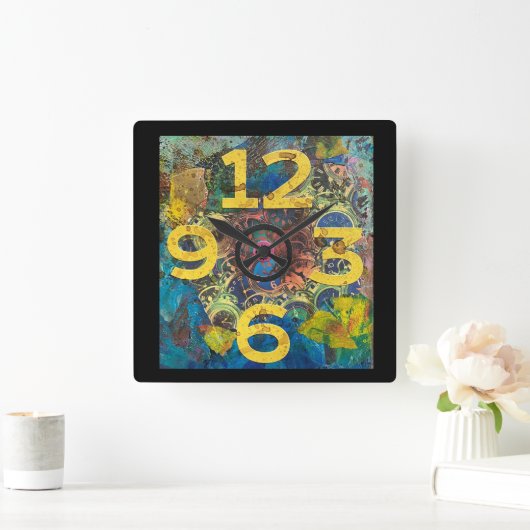 Big Zahl Quadratische Wanduhr (Zuhause)