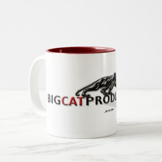 BIGCATPRODUCTIONS LOGO ZWEIFARBIGE TASSE (Vorderseite Links)