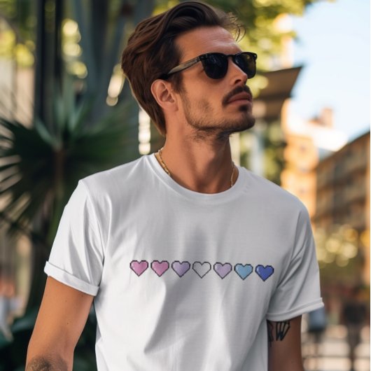 Bigender Flag Pixel Herz T-Shirt