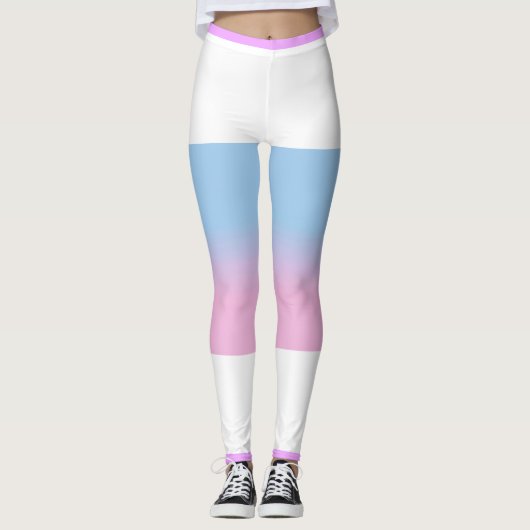 Bigender Flag Rosa Weiß Streifen LGBT Leggings (Vorderseite)
