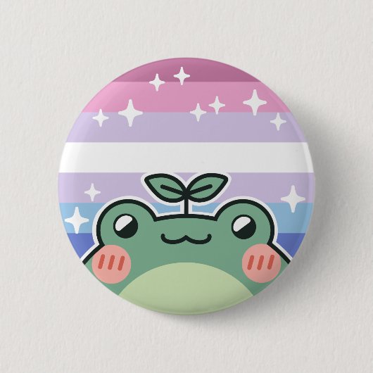 Bigender LGBT Pride Flag Frosch Button (Vorderseite)