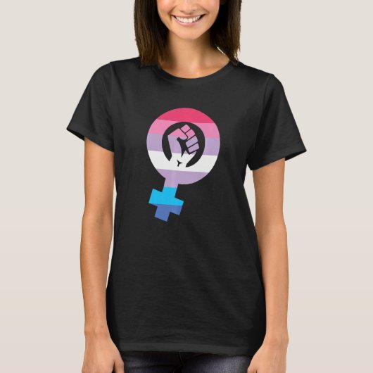 Bigender-Preis-Flag Feministin Bigender-Flag T-Shirt (Vorderseite)