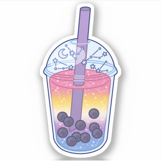 Bigender Pride Flag Boba Aufkleber (Vorderseite)