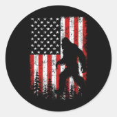 Bigfoot 4. Juli American Flag Patriotic Red Wh Runder Aufkleber (Vorderseite)