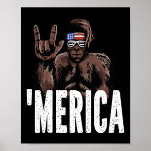 Bigfoot 4. Juli American Independence Day Asl Poster
