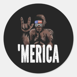 Bigfoot 4. Juli American Independence Day Asl Runder Aufkleber