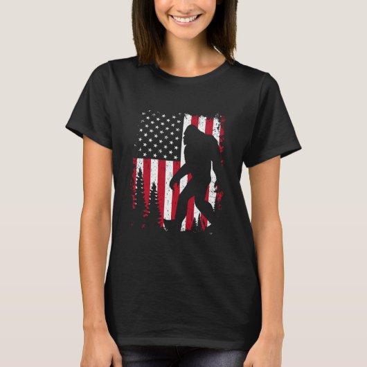 Bigfoot 4. Juli American USA Flag Patriotic T-Shirt (Vorderseite)
