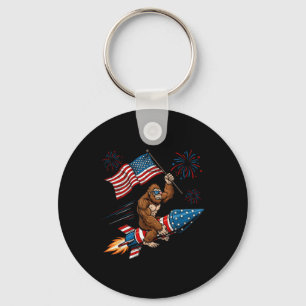 Bigfoot 4. Juli Patriotischer Sasquatch Feuerwerk Schlüsselanhänger
