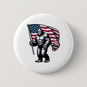 Bigfoot 4. Juli Sasquatch American USA Flag Pa Button