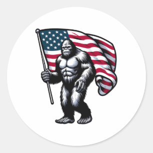 Bigfoot 4. Juli Sasquatch American USA Flag Pa Runder Aufkleber