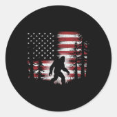Bigfoot 4. Juli US-Flagge Patriotic Ki Runder Aufkleber (Vorderseite)