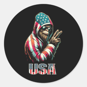 Bigfoot 4. Juli Usa Patriotic Sasquatch Teens Runder Aufkleber