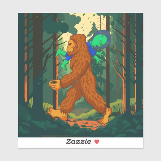 Bigfoot Abduktion einer Alien Funny Aufkleber (Blatt)