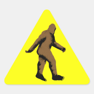 Bigfoot Achtung Dreieckiger Aufkleber