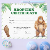 Bigfoot-Adoptionsurkunde bearbeitbar Flyer (Einzeln)