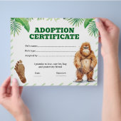 Bigfoot-Adoptionsurkunde bearbeitbar Flyer (Hand)