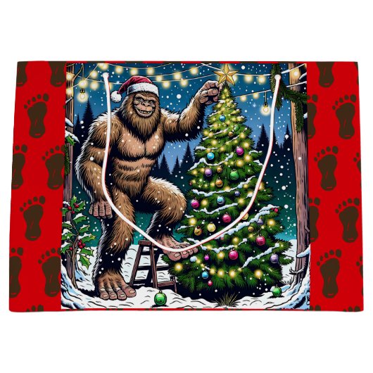 Bigfoot aka Sasquatch Weihnachten Große Geschenktüte (Vorderseite)