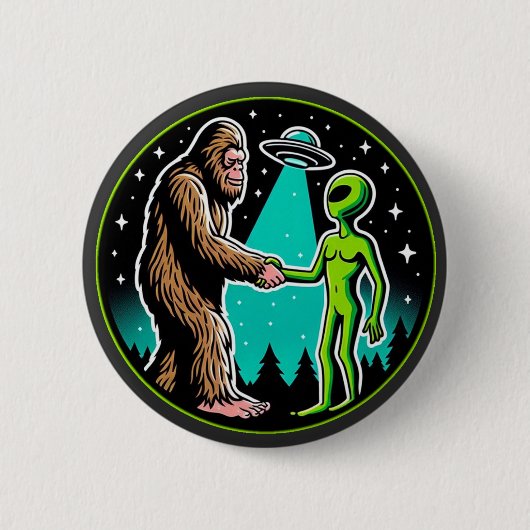 Bigfoot Alien Alliance - Funny Scifi Cryptid Button (Vorderseite)