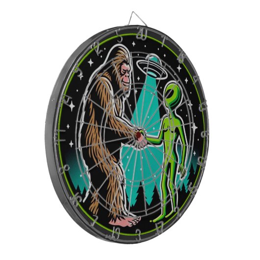 Bigfoot Alien Alliance - Funny Scifi Cryptid Dartscheibe (Vorderseite Links)