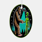 Bigfoot Alien Alliance - Funny Scifi Cryptid Ornament Aus Metall (Vorderseite Rechts)