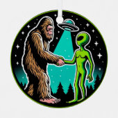 Bigfoot Alien Alliance - Funny Scifi Cryptid Ornament Aus Metall (Vorderseite)
