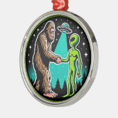 Bigfoot Alien Alliance - Funny Scifi Cryptid Ornament Aus Metall (Links)