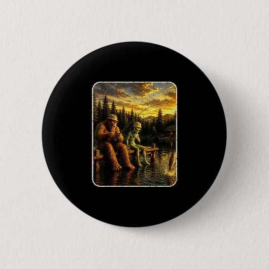 Bigfoot-Alien-Angler lustige Männer Sasquatch-Lieb Button (Vorderseite)