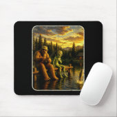 Bigfoot-Alien-Angler lustige Männer Sasquatch-Lieb Mousepad (Mit Mouse)