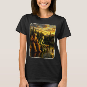Bigfoot-Alien-Angler lustige Männer Sasquatch-Lieb T-Shirt