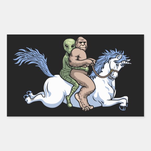 Bigfoot, Alien, Einhorn Rechteckiger Aufkleber (Vorderseite)