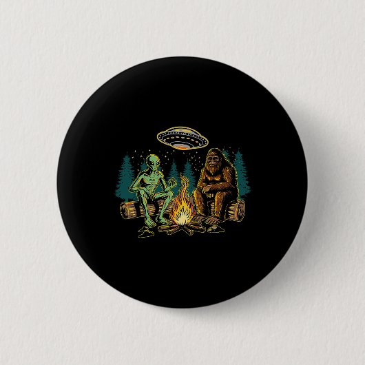 Bigfoot Alien Lagerfeuer Camping Sasquatch Ufo Cam Button (Vorderseite)